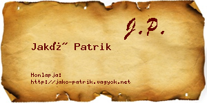 Jakó Patrik névjegykártya